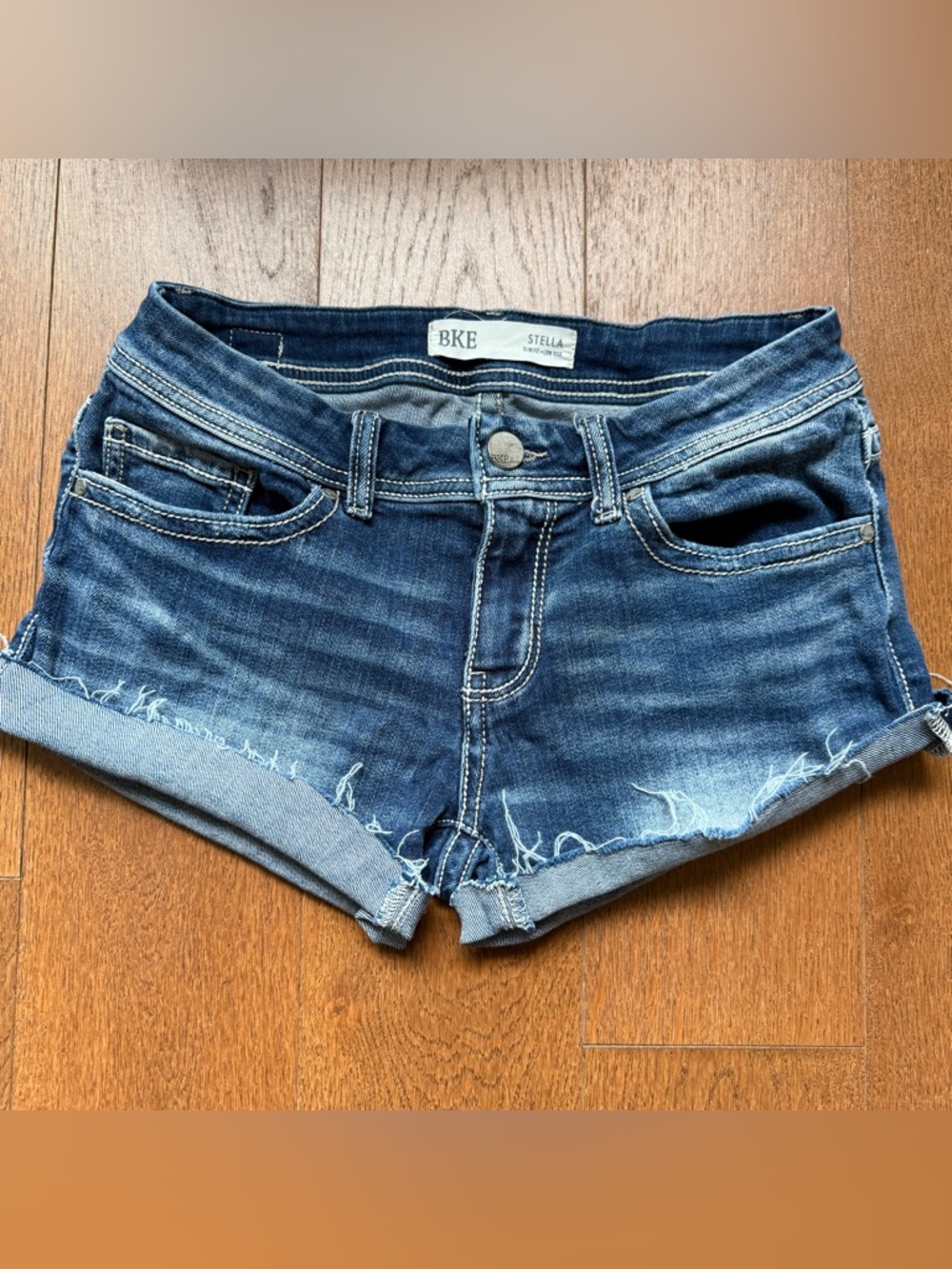 BKE Stella Women's Dark Wash Denim Rolled Cutoff Shorts